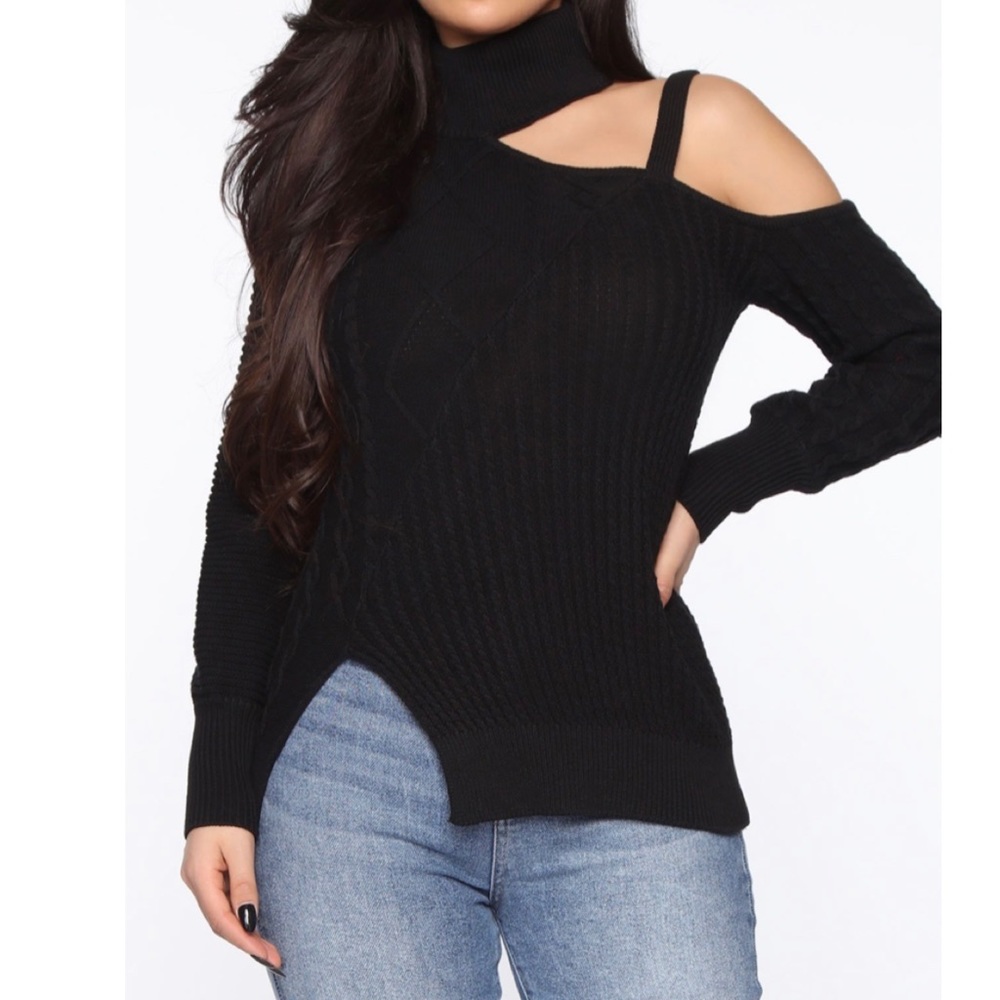 Cold shoulder sweater